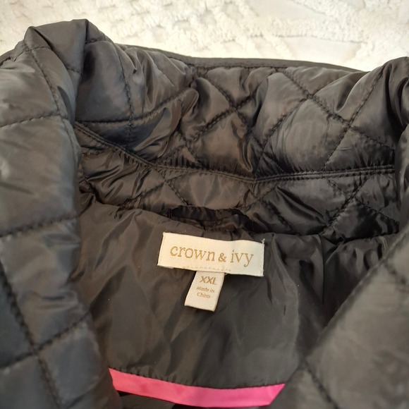 Crown & Ivy Womens Size XXL Quilted Barn Jacket True Black Gold Snap NWT - Picture 5 of 10